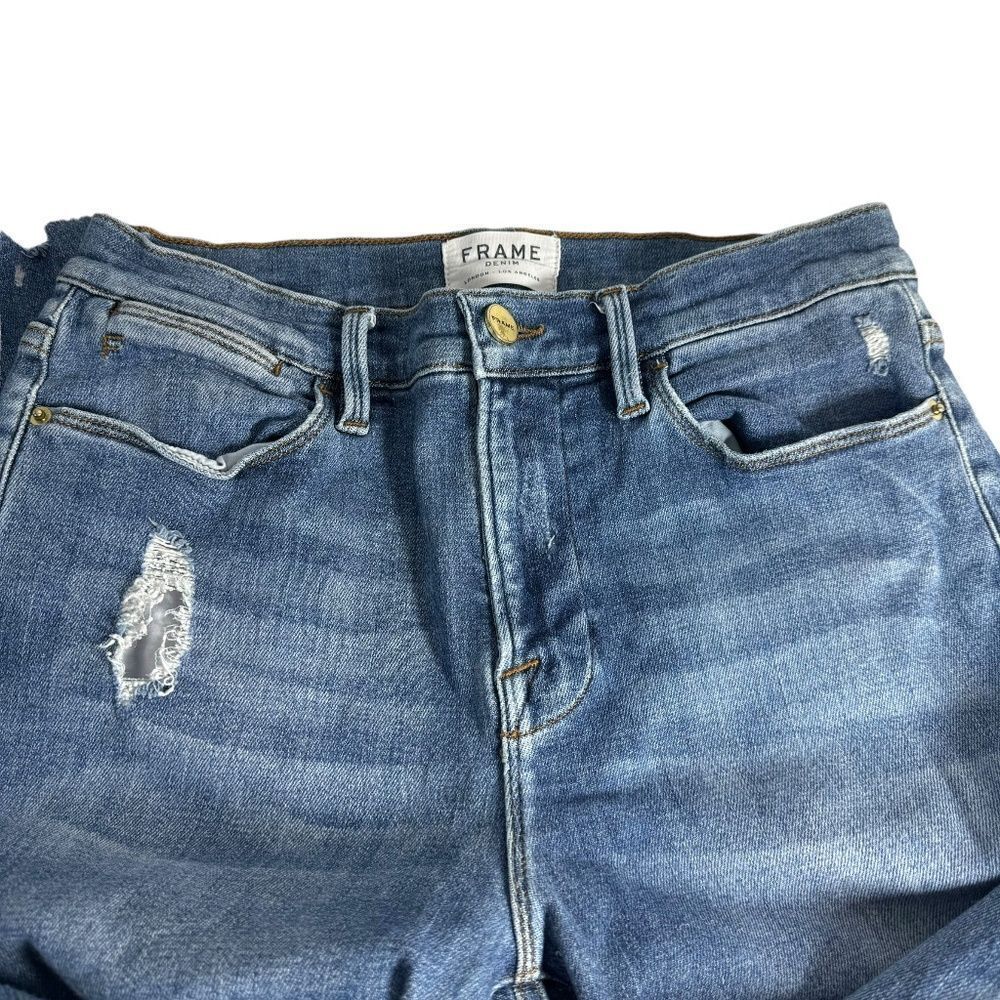 Frame Denim Le High Skinny Distressed Raw Hem Cropped Jeans Sz 28